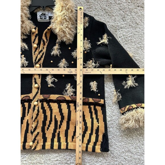 Storybook Kruts Wildlife Expressions Sweater Women’s 1X Black Brown Fringe Jacke - Picture 10 of 10